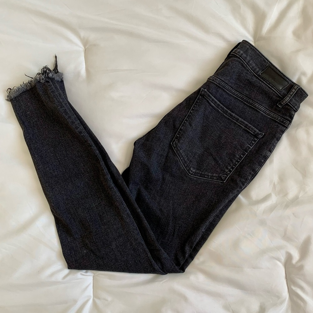 Express Distressed Hem Skinny Jeans